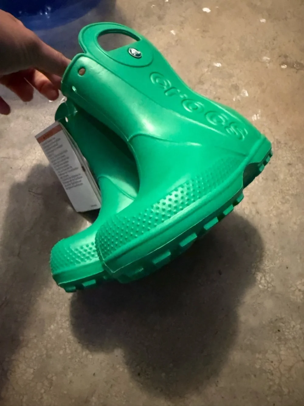 NEW! Crocs Kids Waterproof Green Pull-On Rain Boots - Picture 5 of 8